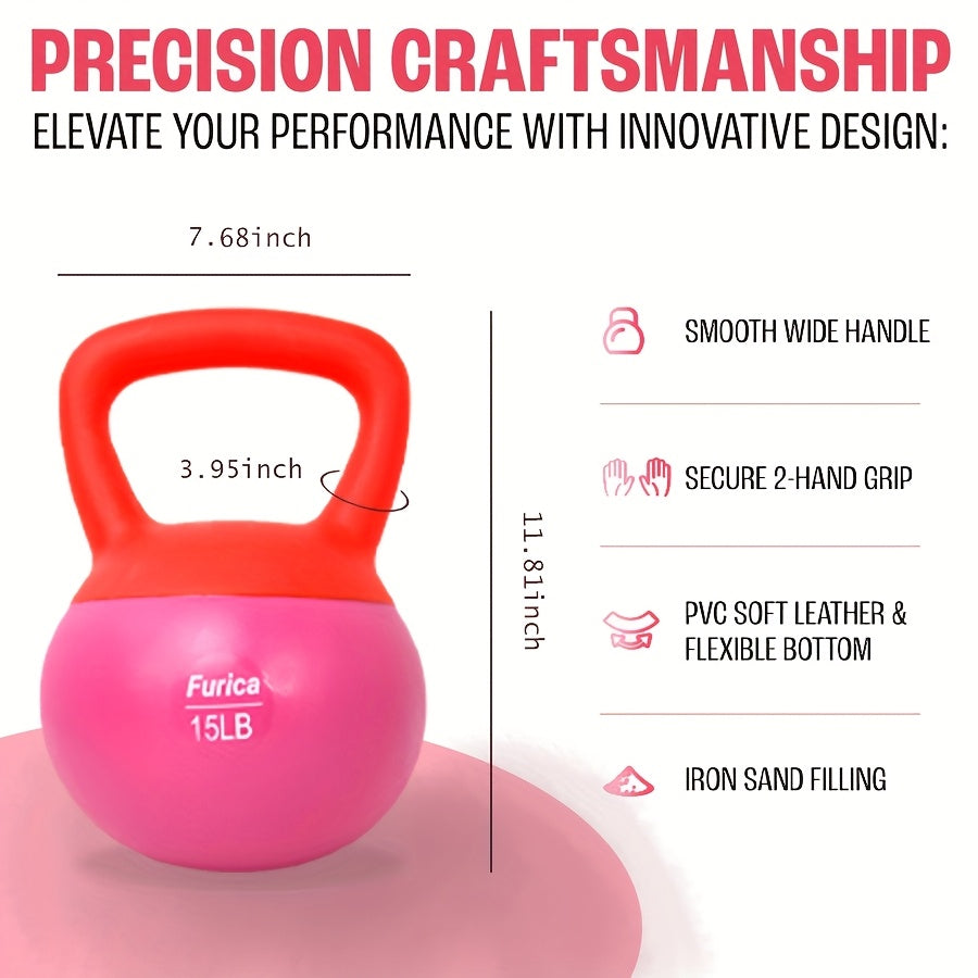 Kettlebell Rojo Suave de Polietileno 5-30LB para Fitness en Casa