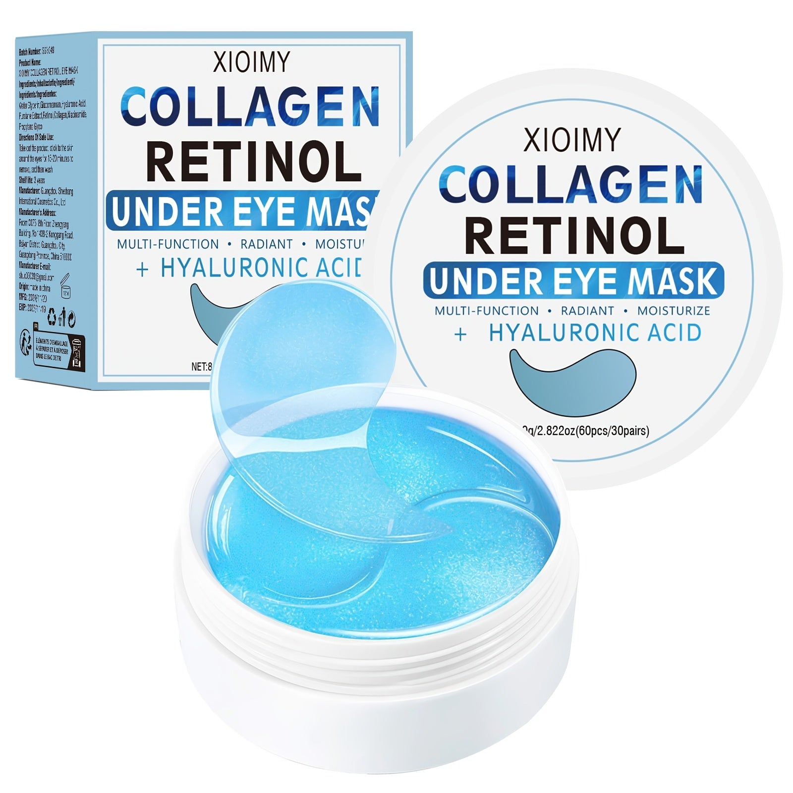 Mascarilla de Hidrogel para Ojos con Colágeno y Retinol, 60 unidades