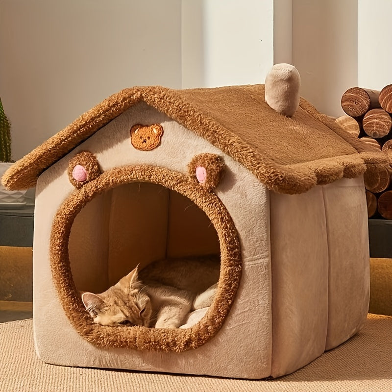 Cama Cueva para Gatos y Perros, Lavable y Cálida