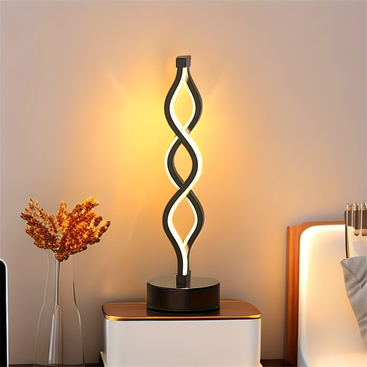 Lámpara de Mesa LED Espiral con Cambio de Color, USB