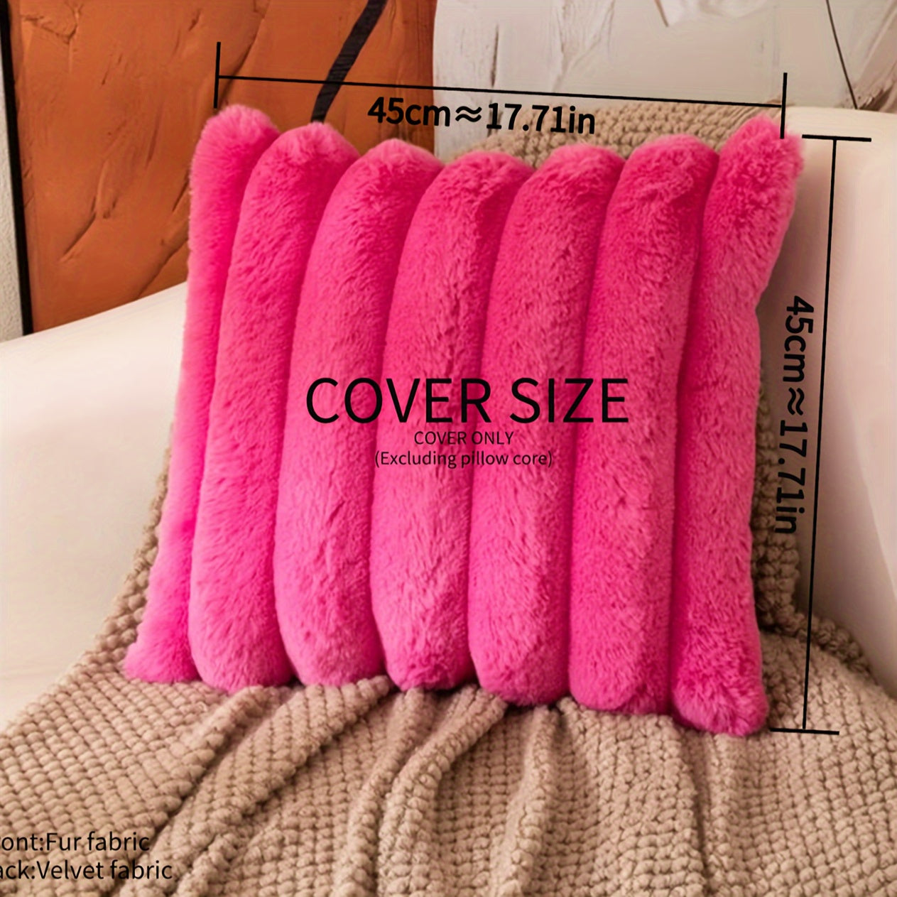 Funda de Cojín Boho Rayas - Suave y Gruesa para Invierno