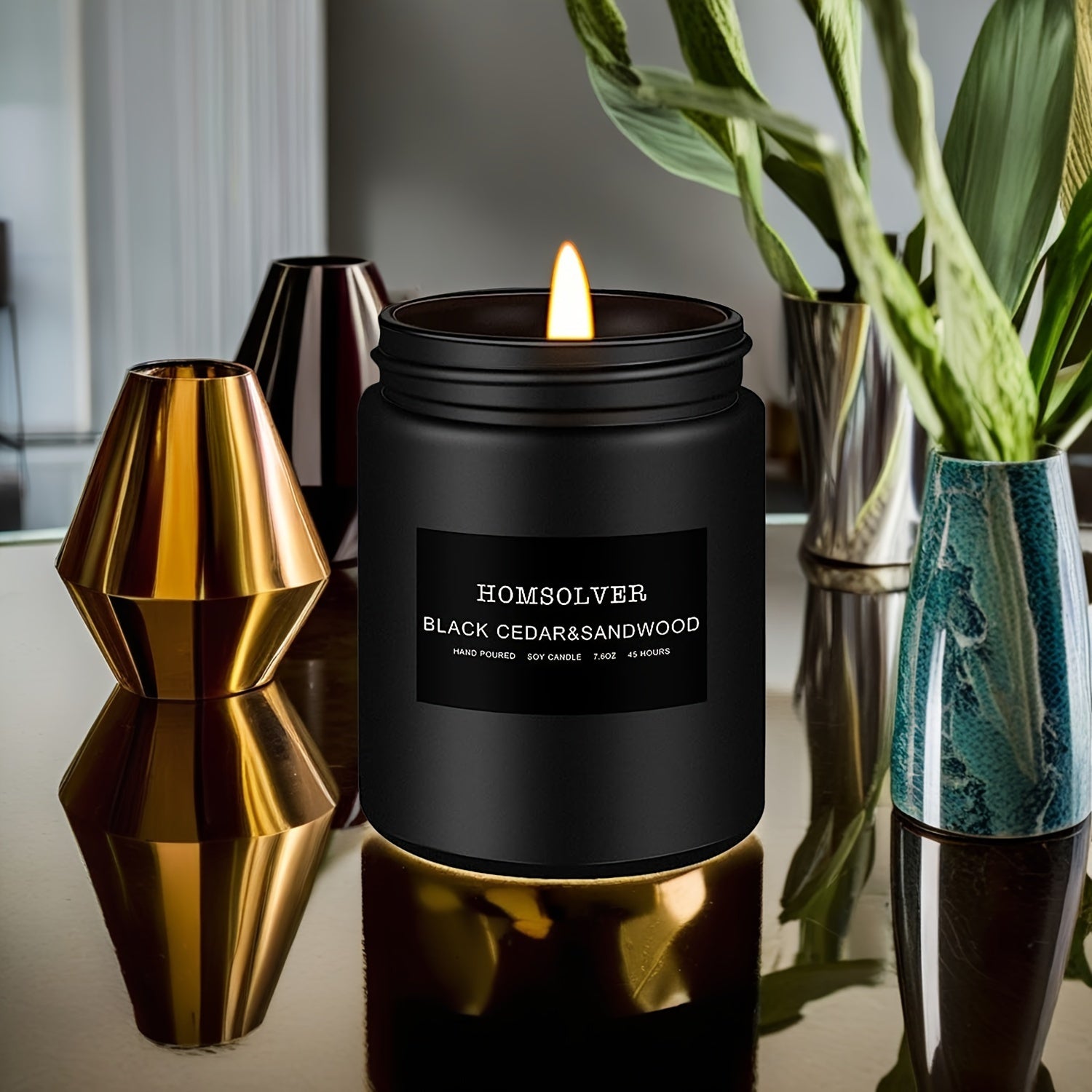 Vela Aromática de Cedro Negro y Sándalo, 50 Horas de Duración
