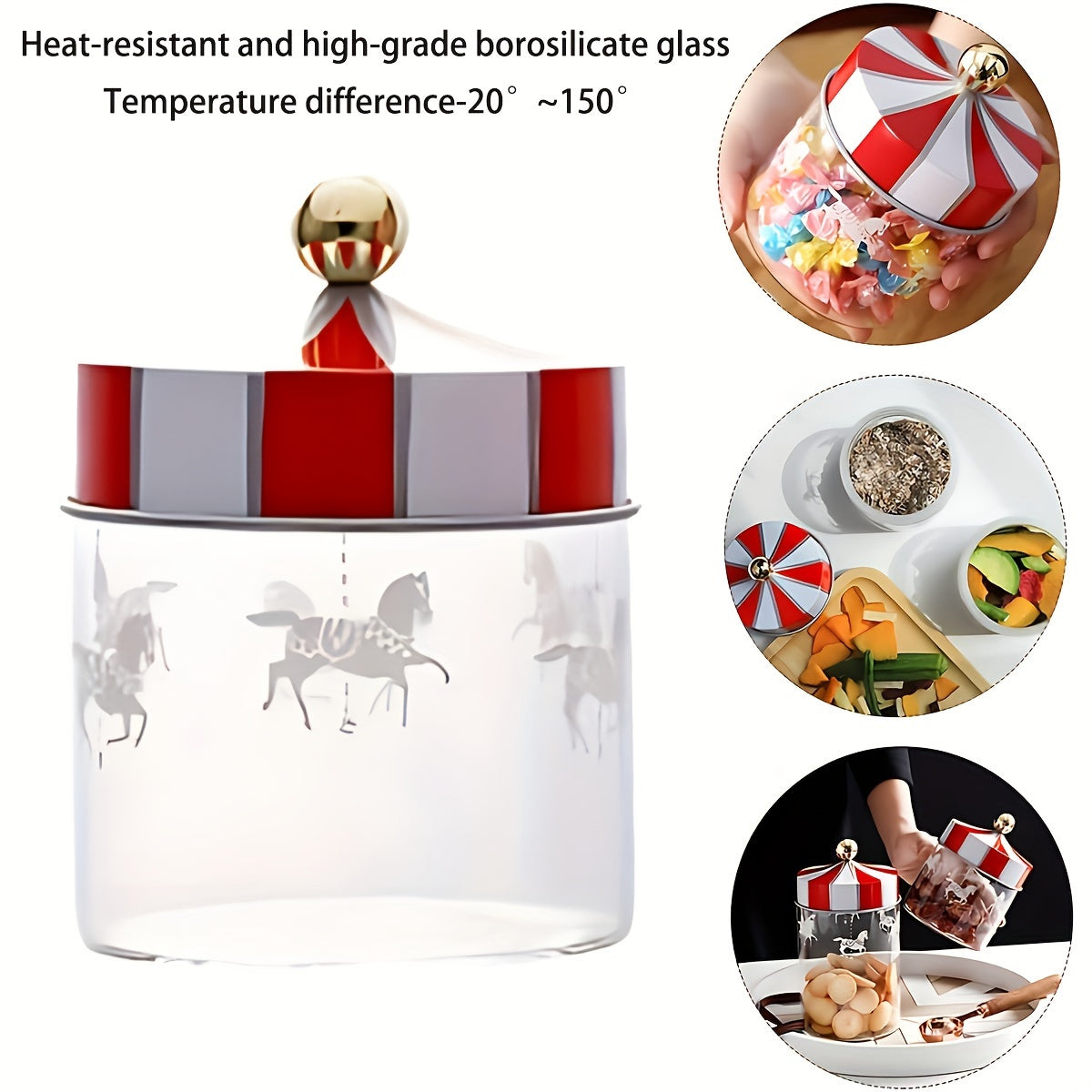 Tarro de Cristal Hermético para Alimentos, 3 Tamaños