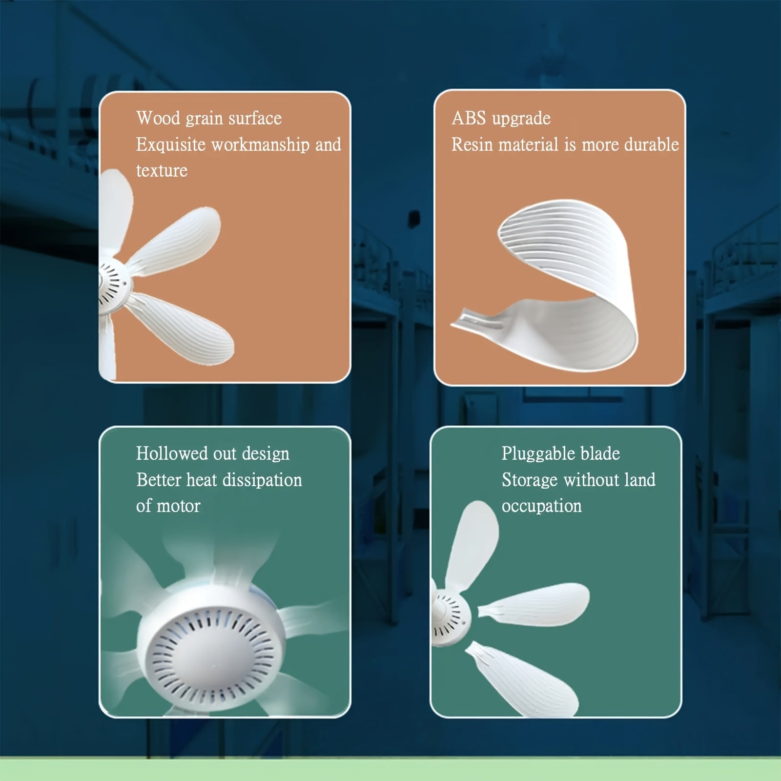 Ventilador de Techo USB Silencioso y Portátil de 6 Aspas