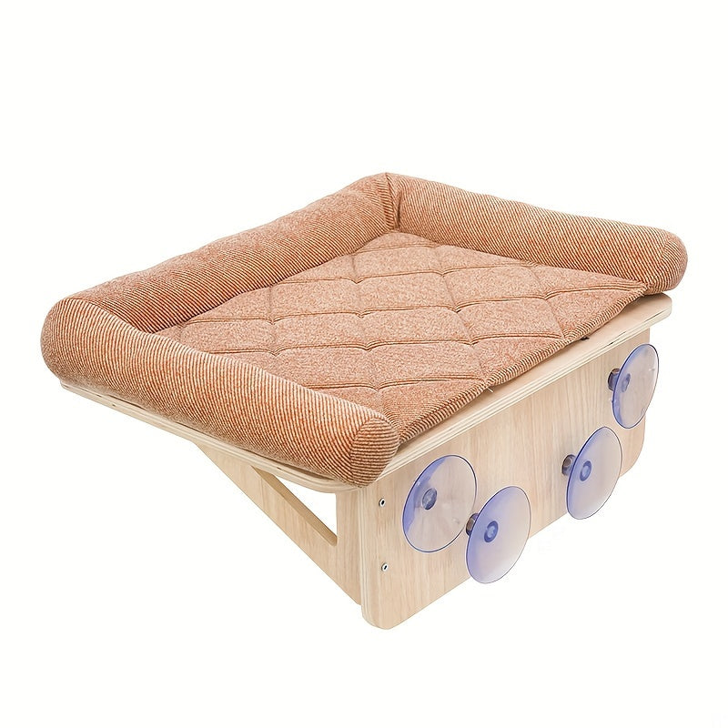 Cama Hamaca para Gato con Ventosa, Fácil Montaje, Color Naranja