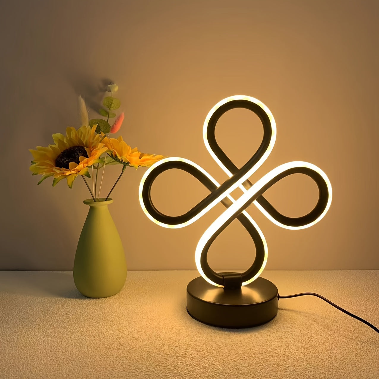 Lámpara de Mesa LED Diseño Nudo Moderno - Regulable RGB, Memoria USB