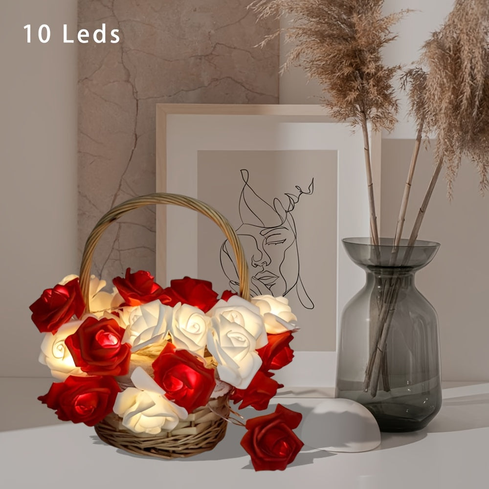 Guirnalda de Luces LED de Rosas Rojas y Blancas para Decoración