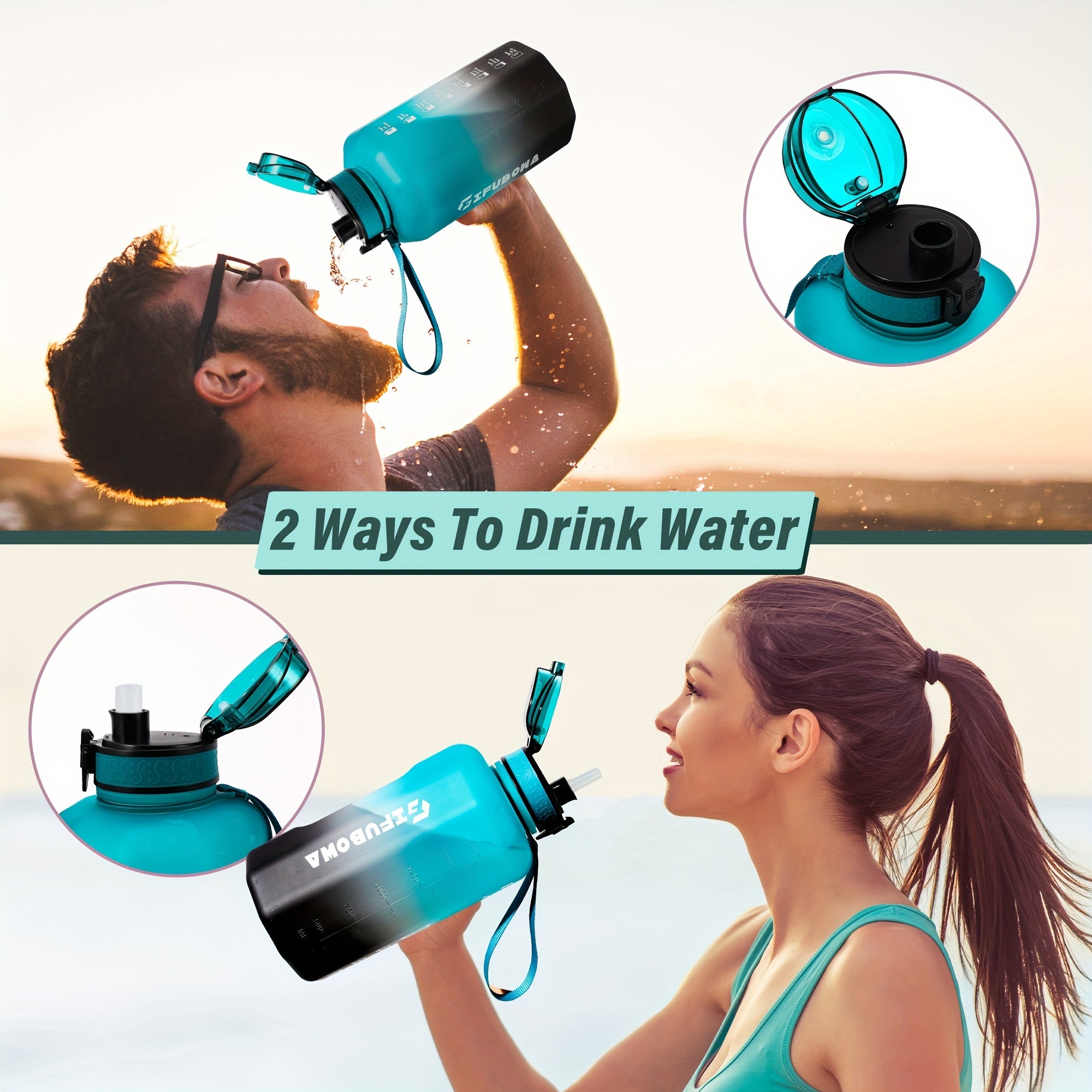 Botella de Agua Grande 2.2L con Asa, Libre de BPA para Fitness