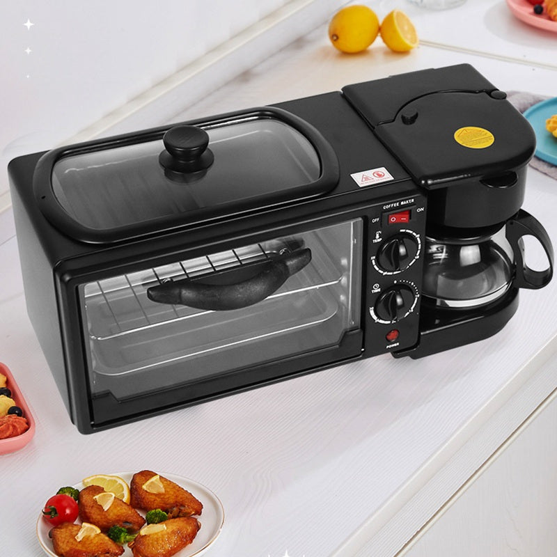 Estación de desayuno 3 en 1: cafetera, horno y sartén