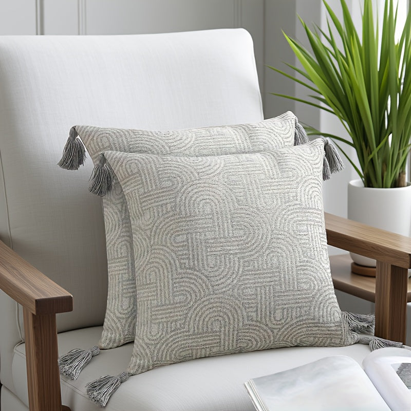 Set de 2 Fundas de Cojín Geométricas de Algodón 18x18"