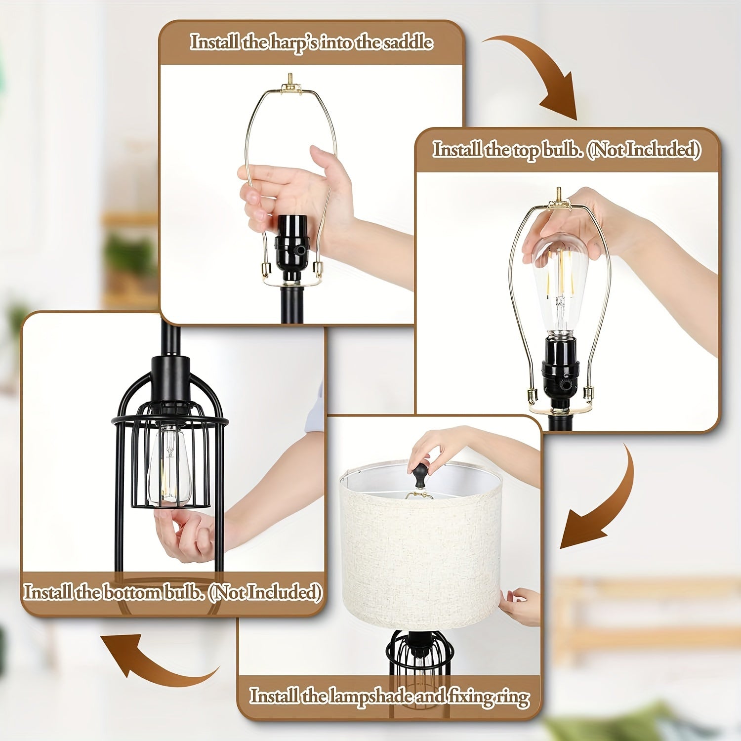 Set de 2 Lámparas de Mesa con Puertos USB y Pantalla de Tela