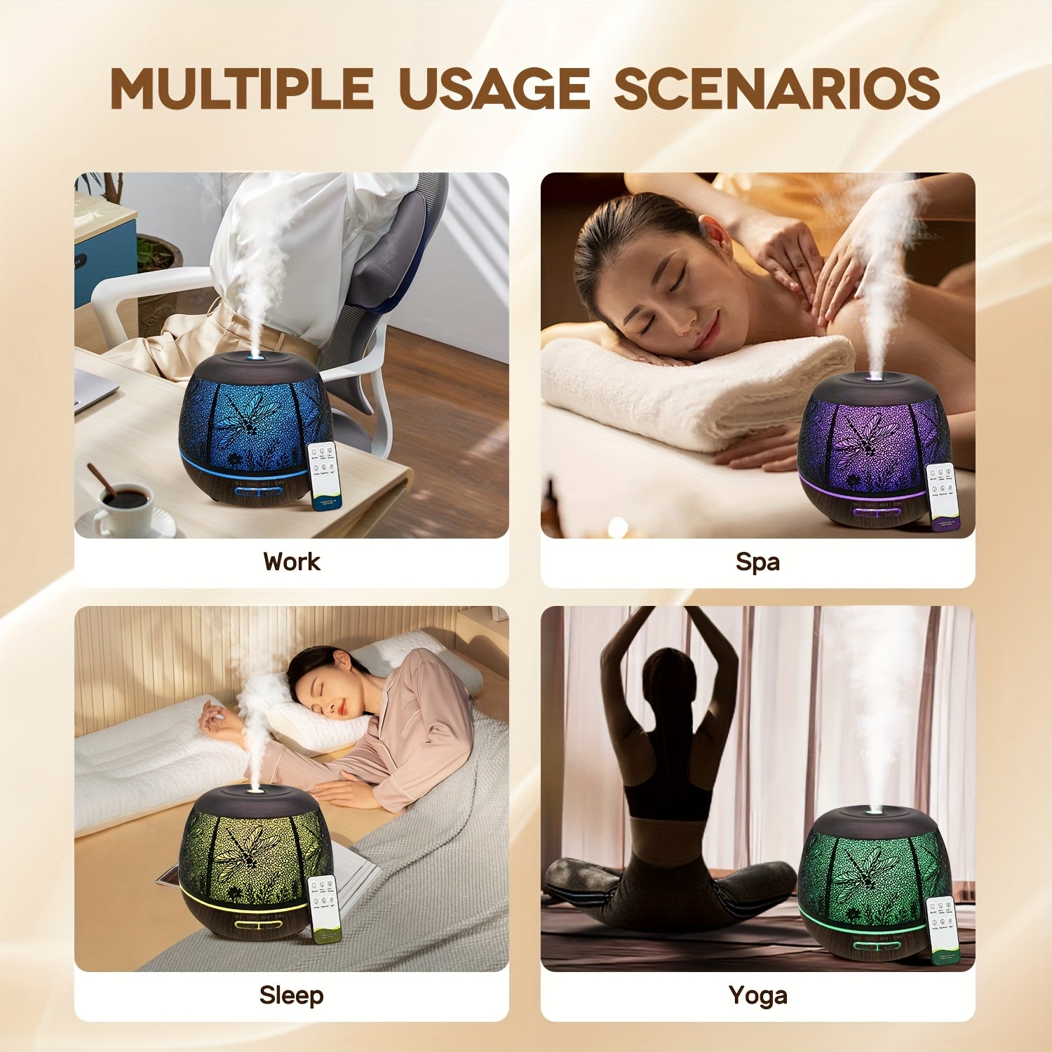 Difusor de Aceites Esenciales 400 ml con Control Remoto