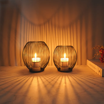 Set de 2 Faroles Nórdicos de Hierro para Decoración de Ambientes
