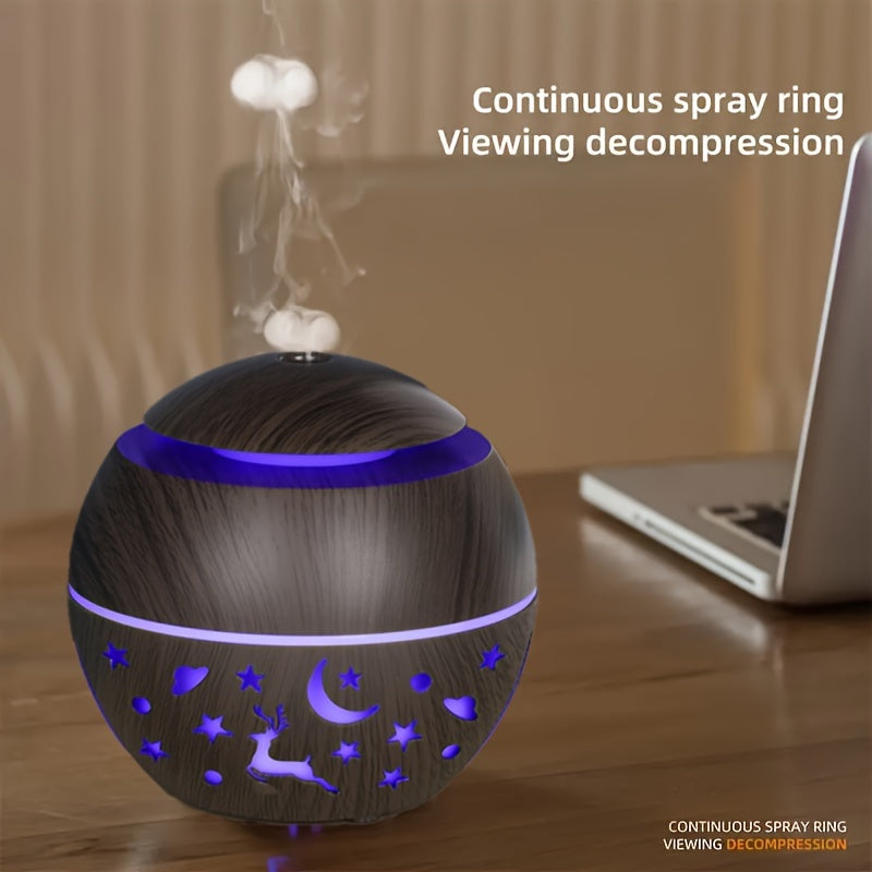 Humidificador Aromático USB con Diseño de Madera para Hogar y Oficina