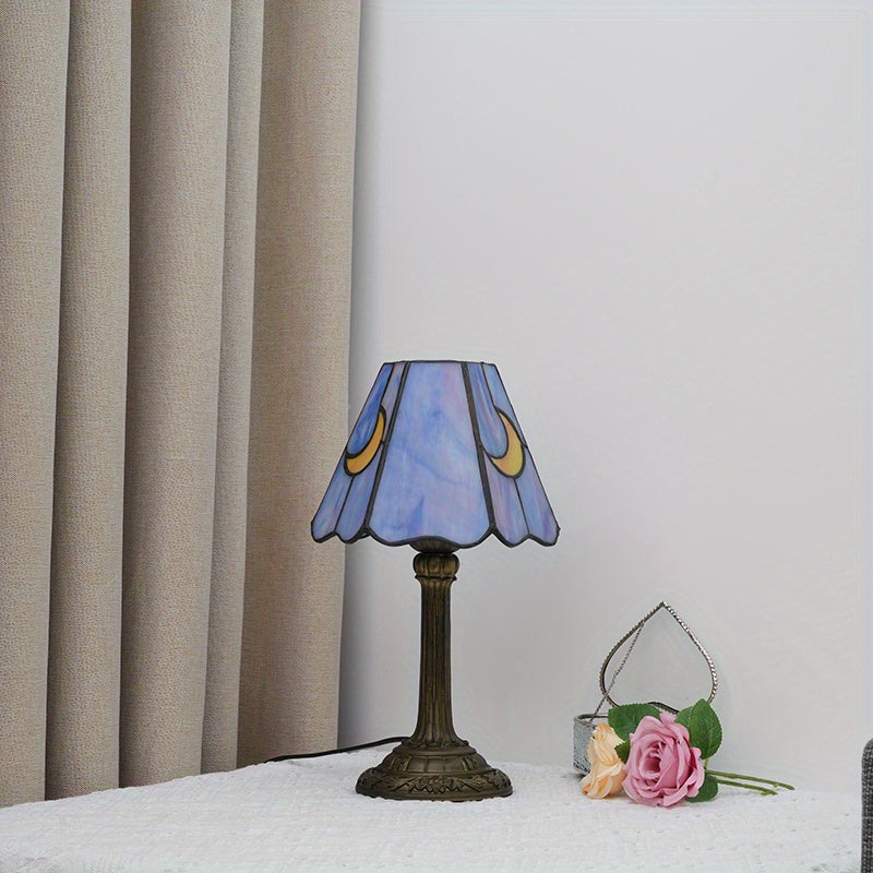 Luz de Mesa Retro para Dormitorio, Decoración de Vidrio Tiffany