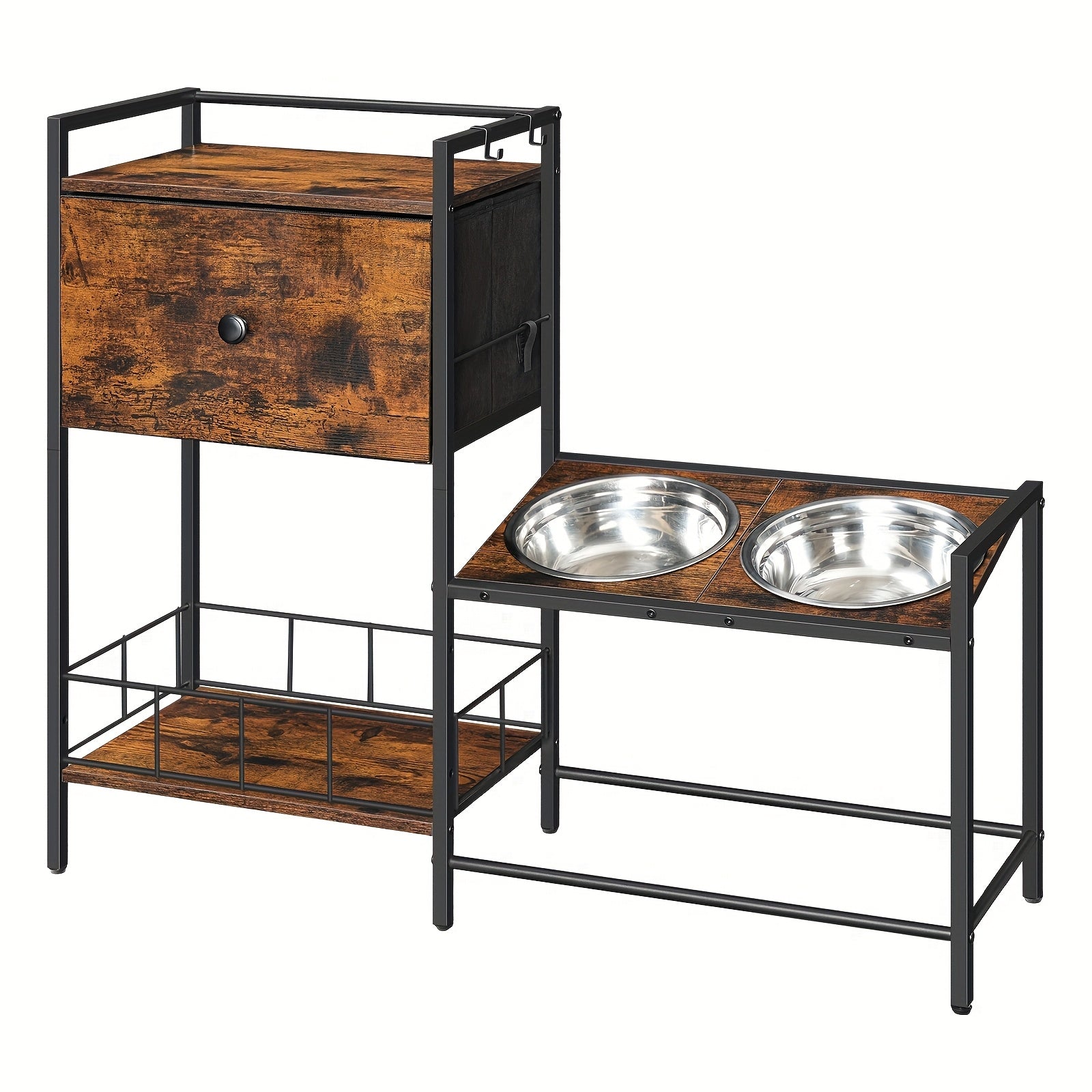 Soporte Elevado para Comedero de Perros con 2 Cuencos Ajustables