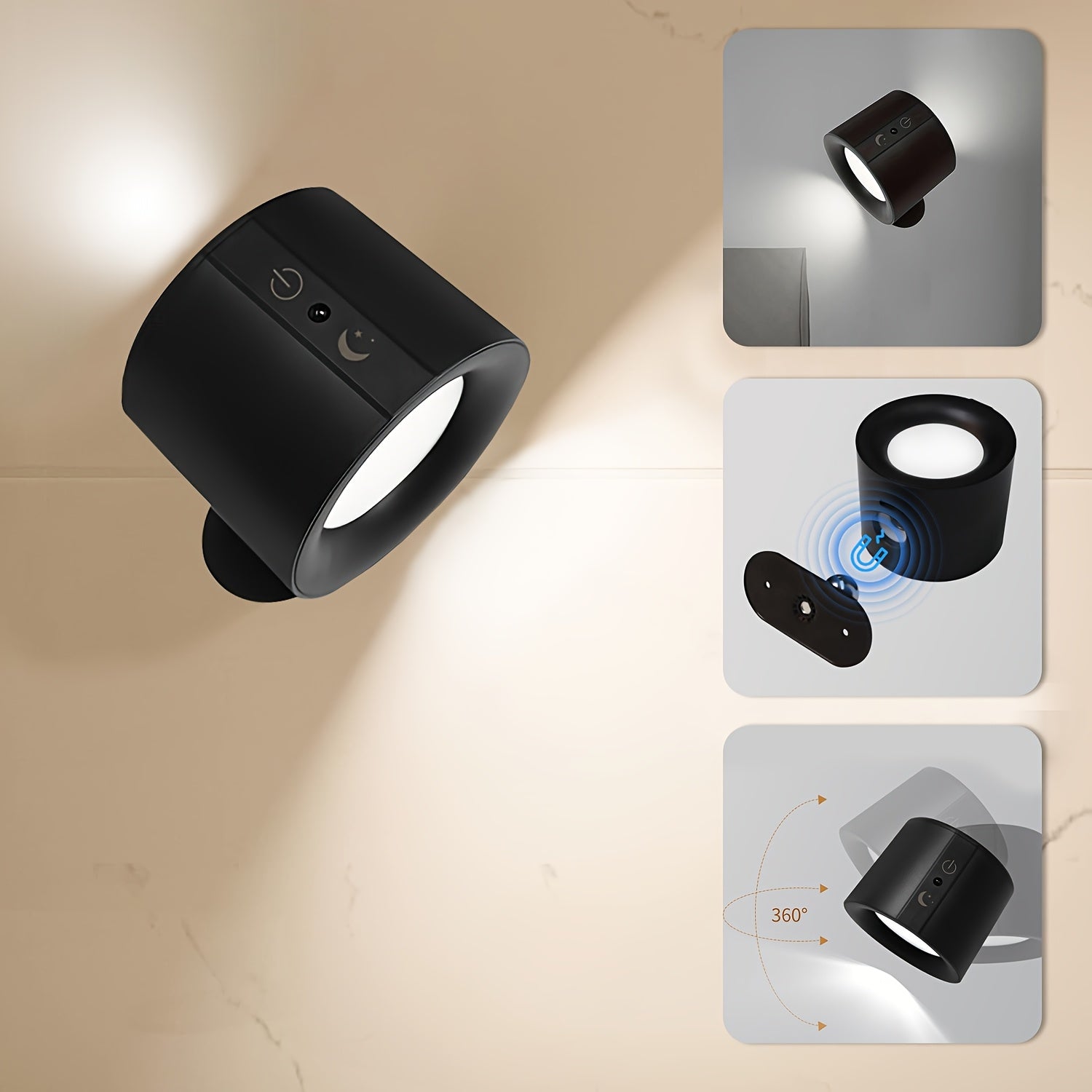 Luz de pared inteligente, control táctil y remoto, recargable