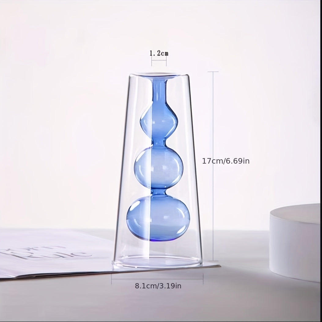 Jarrón de Vidrio Doble Estilo Nórdico Moderno para Aromaterapia y Flores