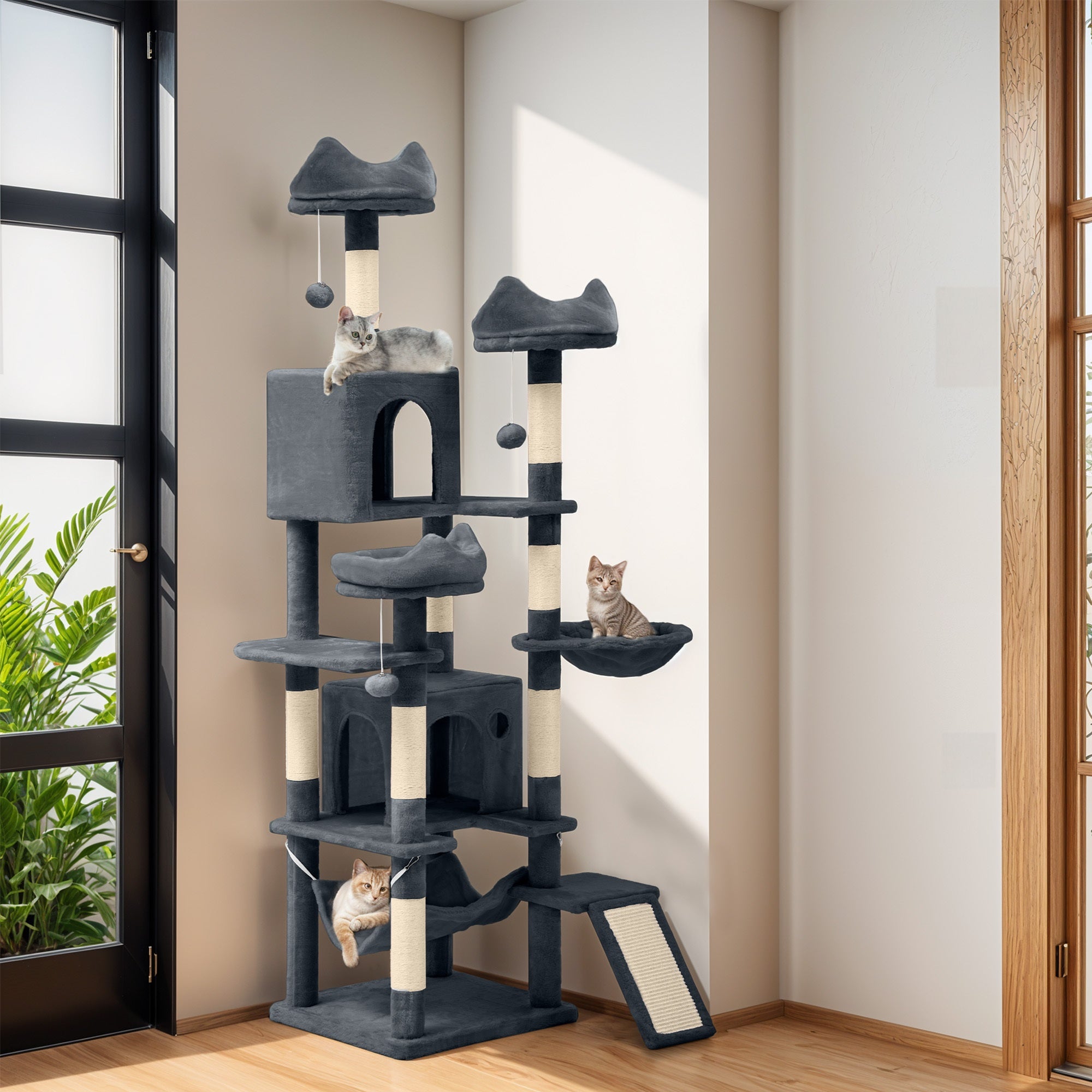 Árbol para Gatos de Interior con Condos y Cama