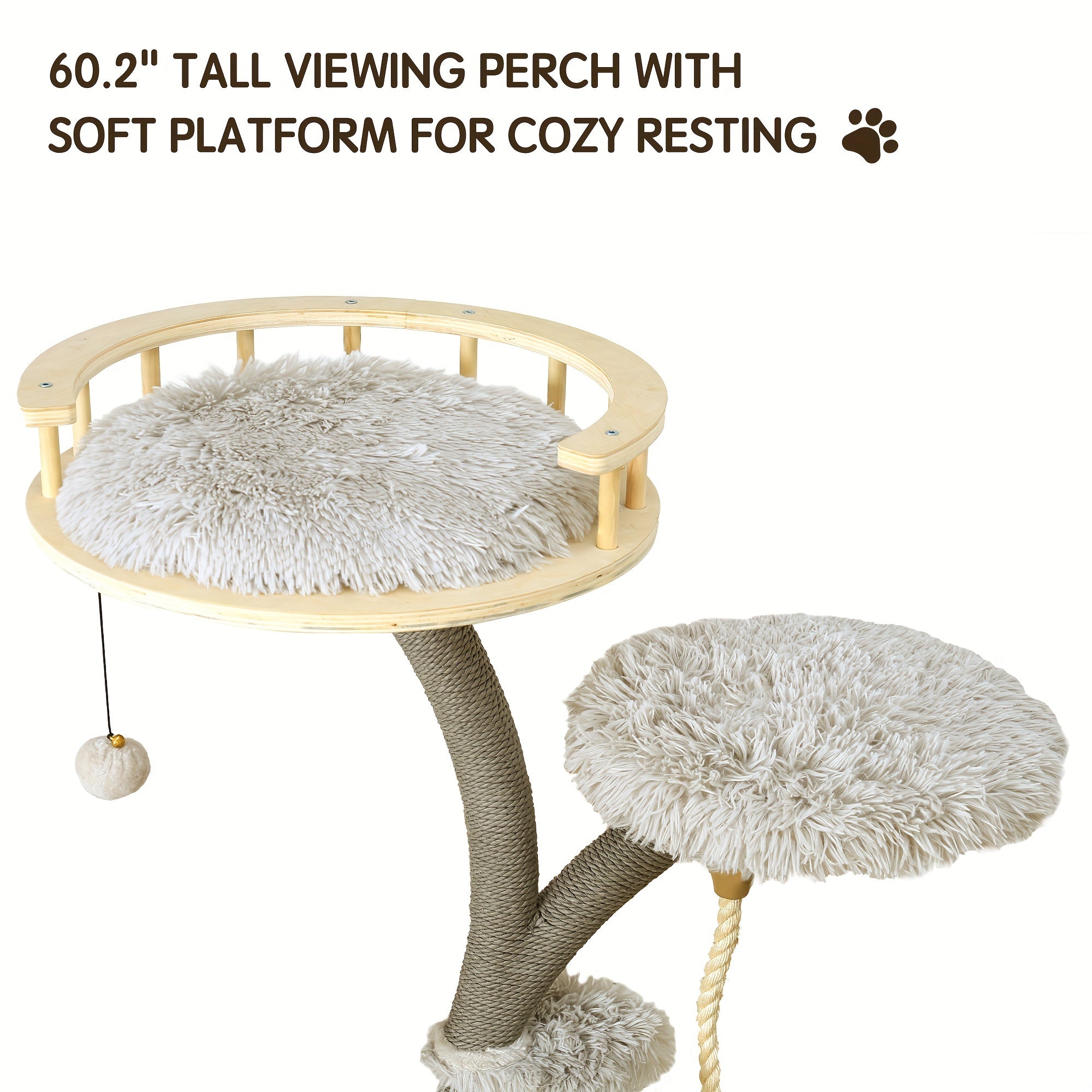 Árbol Rascador de Lujo para Gatos Grandes con Plataforma de Felpa