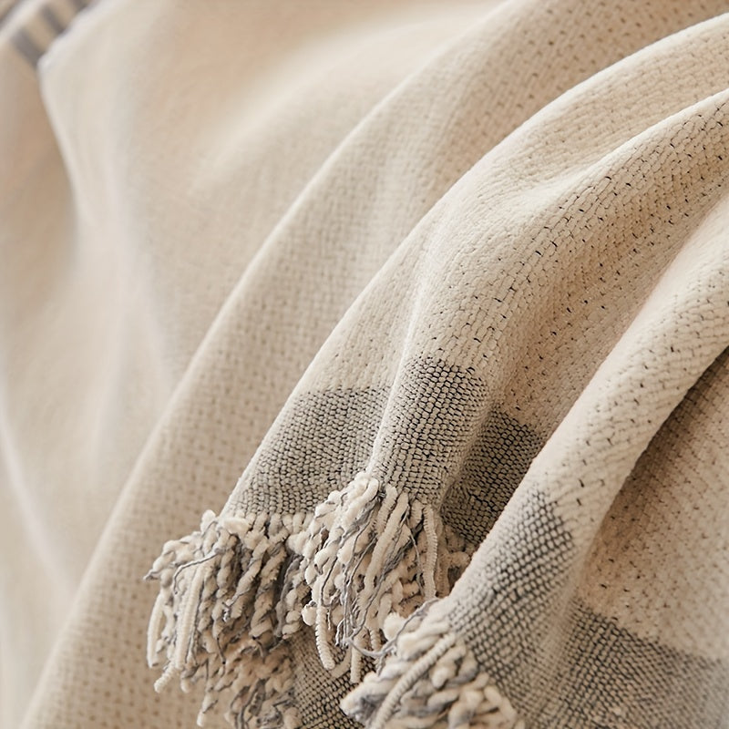 Manta Decorativa Bohemia de Chenilla para Sofá