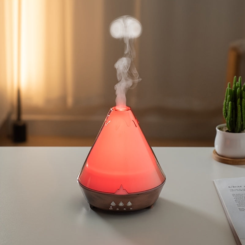 Difusor Aromático Volcán USB con Luz Ambiental para Hogar y Oficina