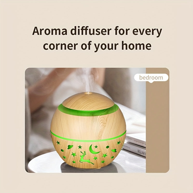 Humidificador Aromático USB con Diseño de Madera para Hogar y Oficina
