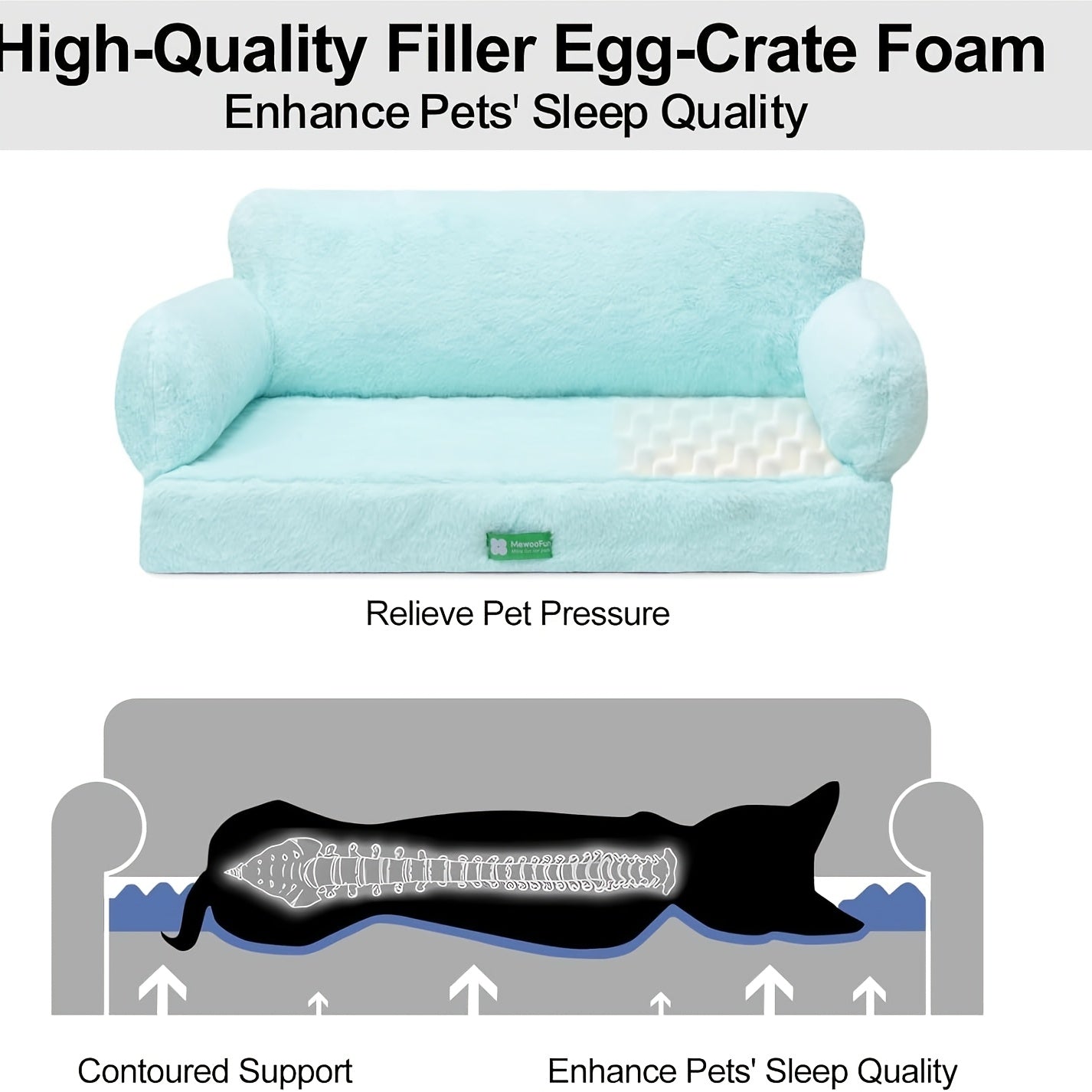 Cama Ortopédica para Mascotas de Terciopelo Azul - Mediana