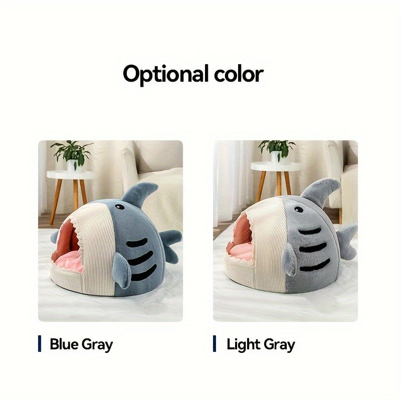 Cama para Mascotas con Forma de Tiburón, Acolchada y Lavable