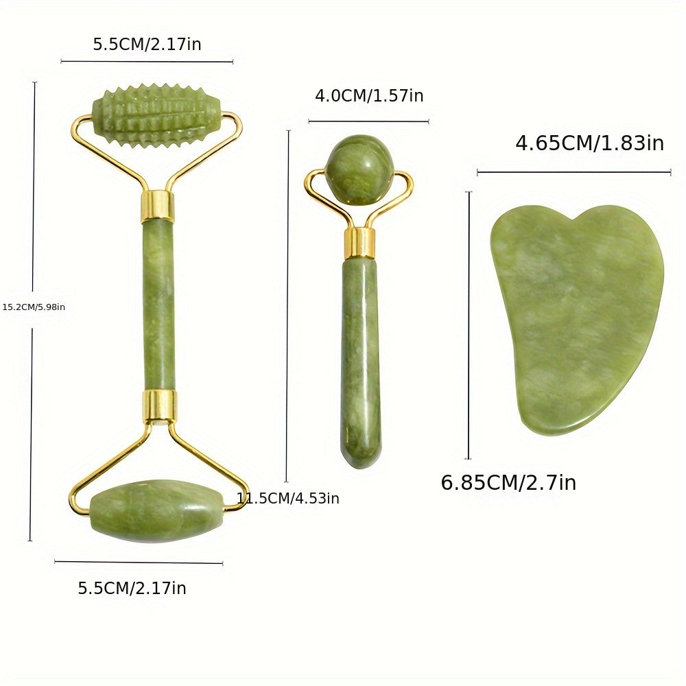 Set de 5 Piezas: Rodillo de Hielo y Gua Sha de Jade Artificial