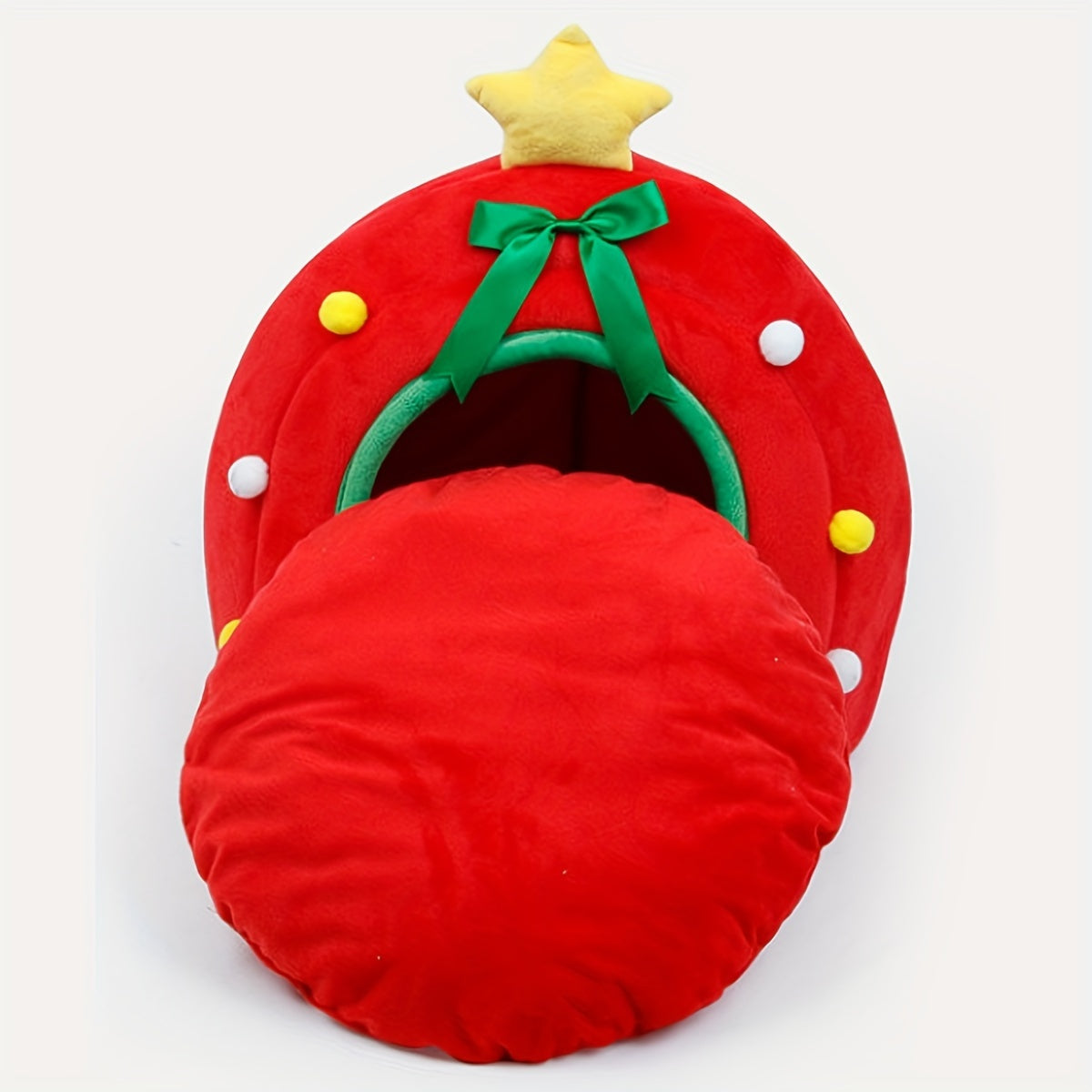 Cama Navideña para Mascotas, Fibra de Poliéster, Estilo Clásico