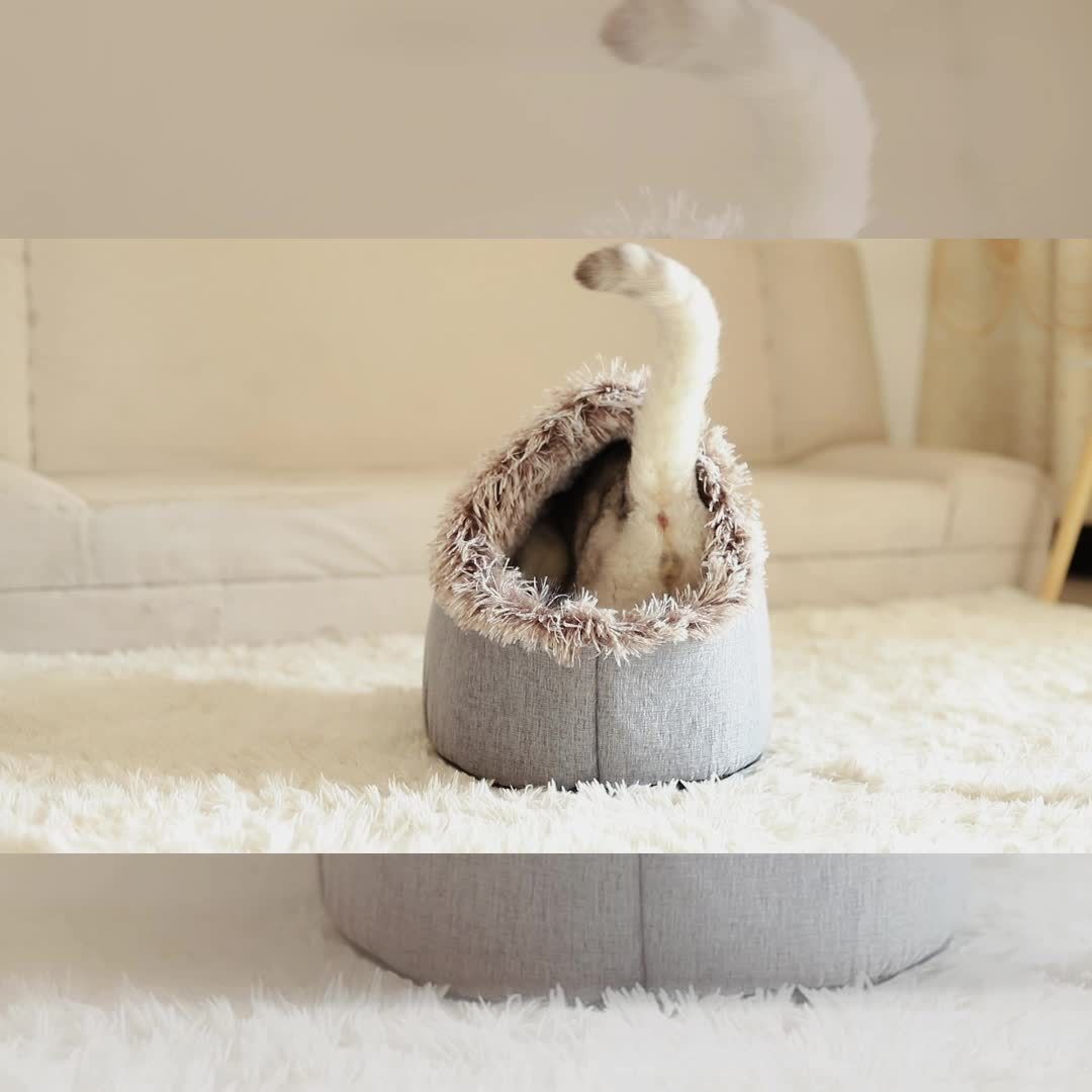 Casa y Condominio para Gatos Booteeley de Poliéster, Portátil y Moderna