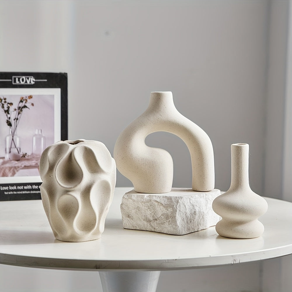 Set de 3 Jarrones Cerámicos Boho - Diseño Nórdico y Minimalista