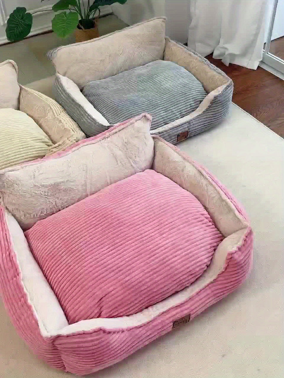 Cama de Corduroy para Mascotas Pequeñas - Lavable y Cómoda
