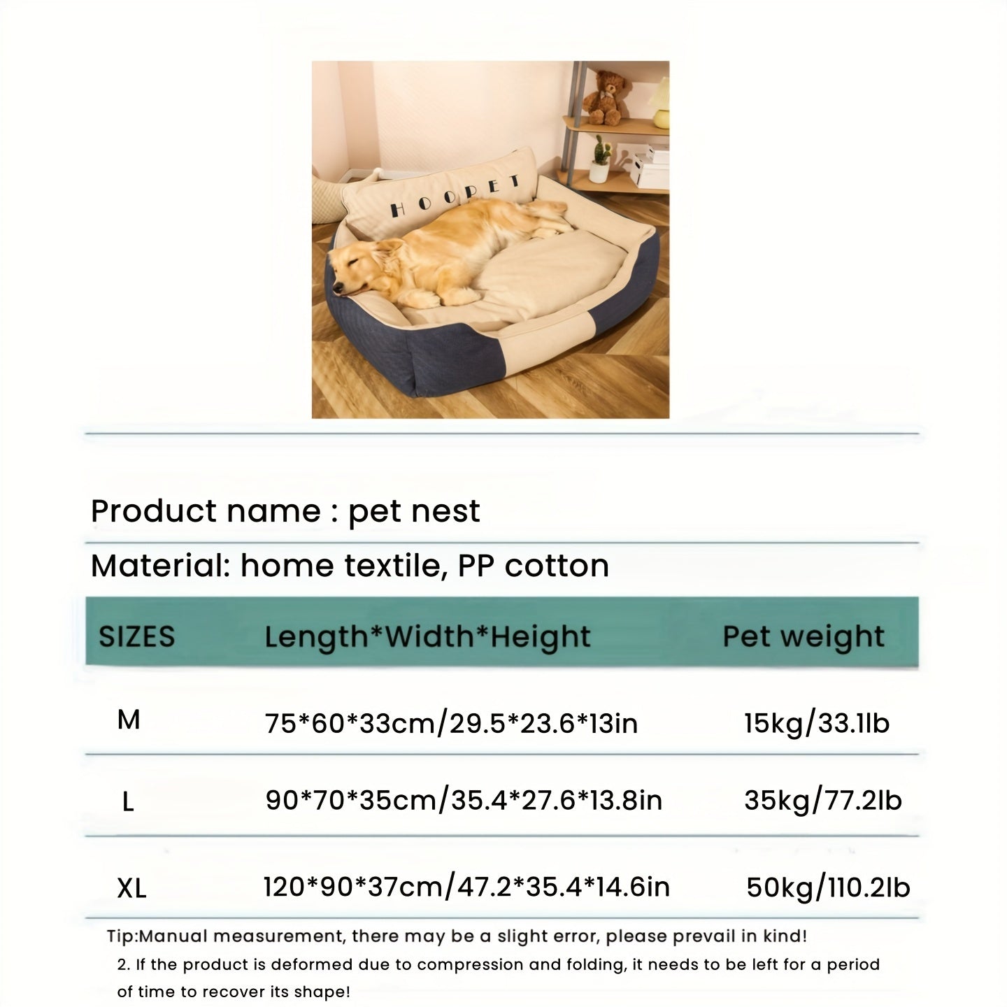 Cama para Mascotas Extra Grande y Duradera - Lavable, Todas las Estaciones