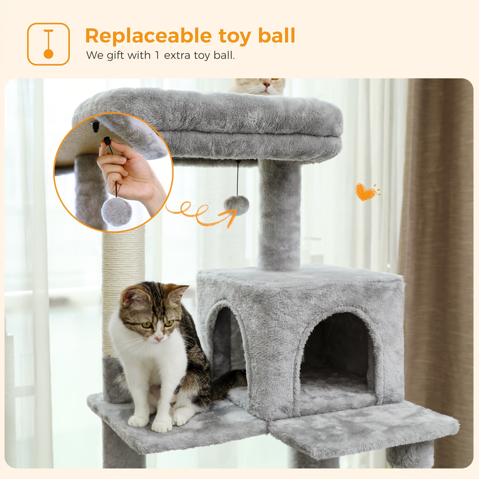 Árbol para Gatos de Interior con Hamaca y Rascadores de Sisal