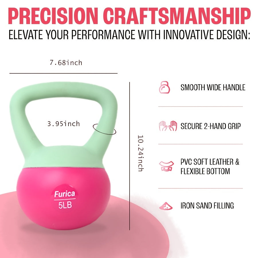 Kettlebell Rojo Suave de Polietileno 5-30LB para Fitness en Casa