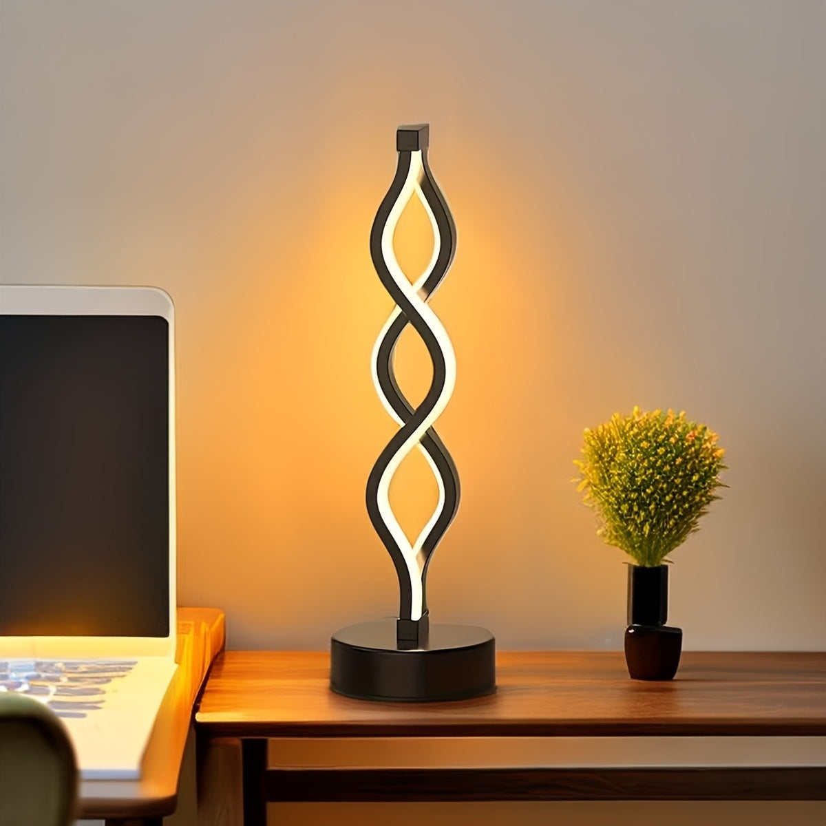 Lámpara de Mesa LED Espiral con Cambio de Color, USB