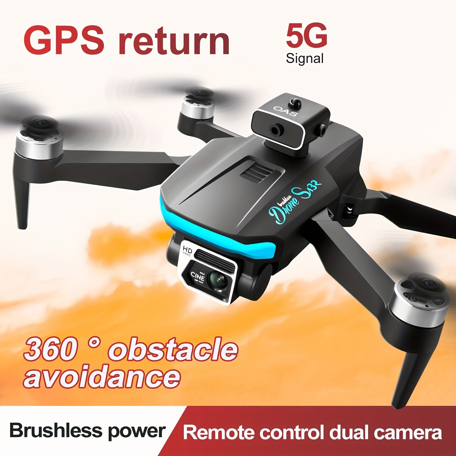 Drone GPS S132 con 2 Baterías y Cámaras HD para Adultos y Jóvenes