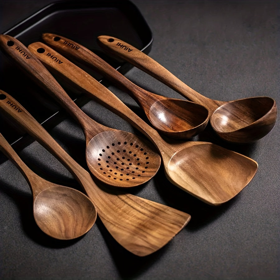 Set de cucharas y utensilios de cocina de madera