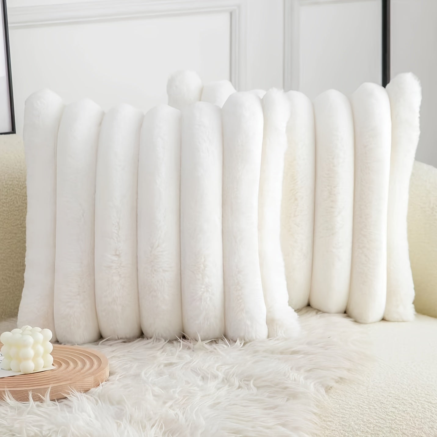 Funda de Cojín Boho Rayas - Suave y Gruesa para Invierno