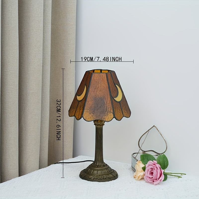 Luz de Mesa Retro para Dormitorio, Decoración de Vidrio Tiffany