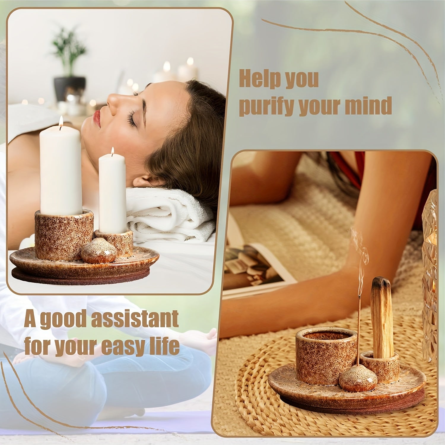 Quemador de Incienso 4 en 1 de Cerámica para Aromaterapia y Decoración