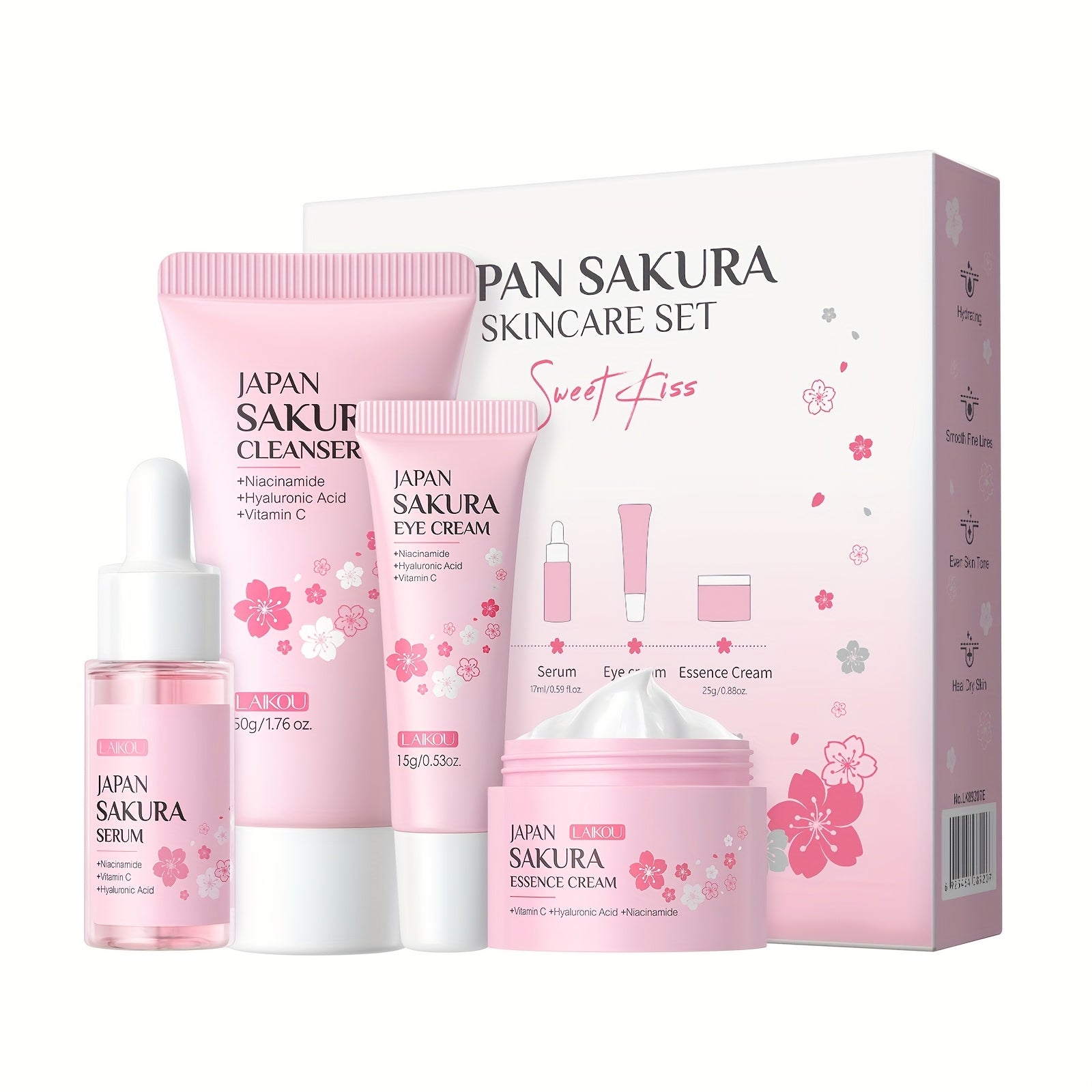 Set de Cuidado Facial LAIKOU Sakura con Glicerina, 4 Piezas