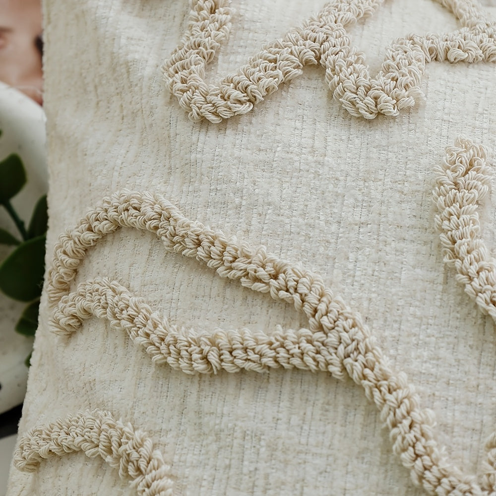 Funda de Cojín Decorativa Chic Floral de Chenilla con Cierre de Cremallera