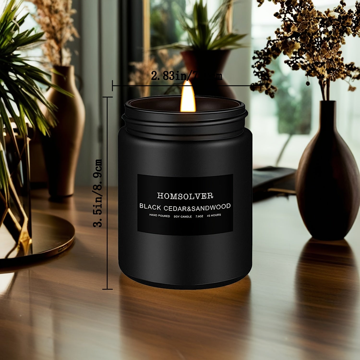 Vela Aromática de Cedro Negro y Sándalo, 50 Horas de Duración