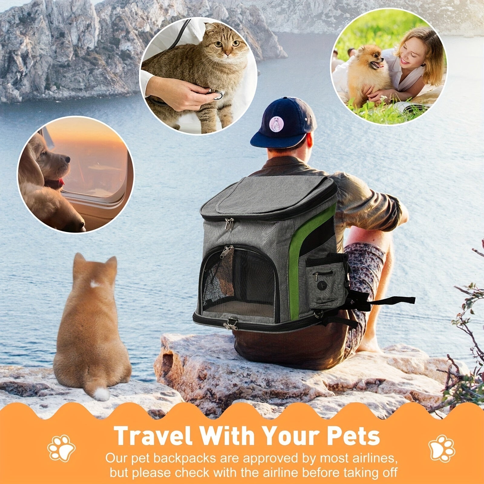 Mochila Transportín para Mascotas Pequeñas y Medianas