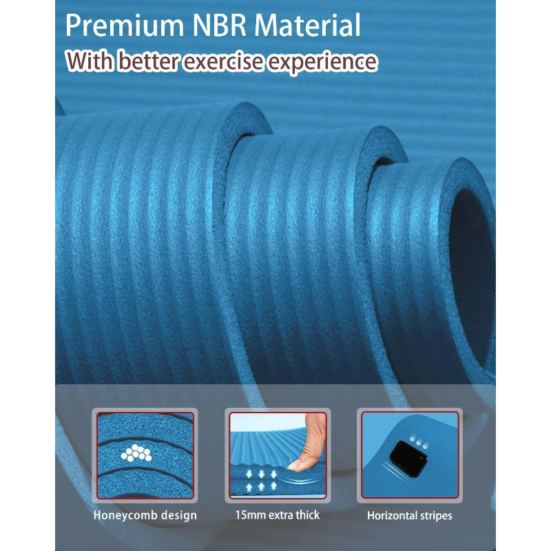 Esterilla de yoga extra ancha TPE 78"×35" 15 mm