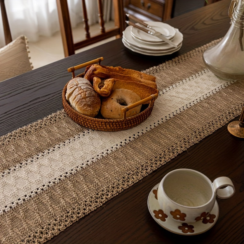 Camino de Mesa Vintage de Estilo Japonés en Poliéster