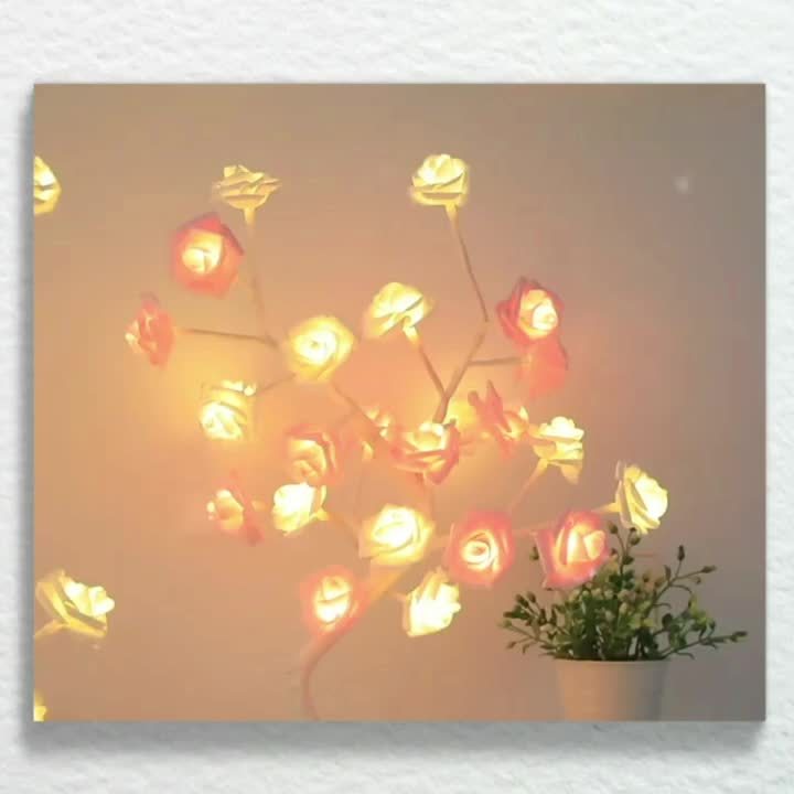 Lámpara de Mesa LED Rosa con 24 Luces, Alimentación USB